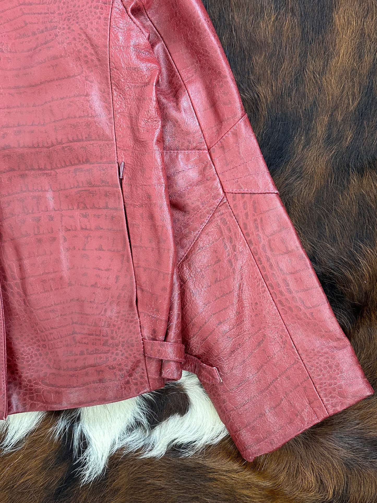 Giacca di pelle pitonata Rosso Borgogna