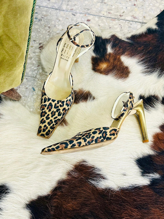 Décolleté vintage Carla Pitti Milano leopardate con tacco oro – Made in Italy | Taglia 37