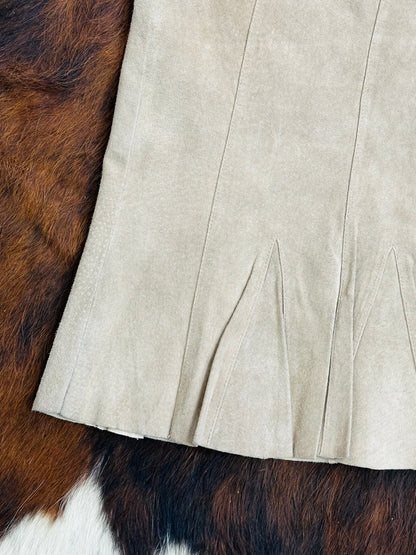 Gonna in pelle scamosciata beige