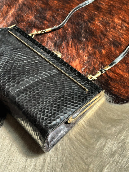 CLUTCH - 80s structured exotic leather bag