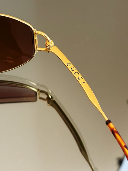 GUCCI - Occhiali da sole vintage GG 2800/S dorati con lenti marroni e dettagli tartarugati