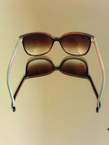 GUCCI - GG 3649/S – Occhiali da sole vintage marroni con Web verde e rosso