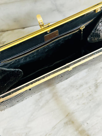 CLUTCH - 80s structured exotic leather bag