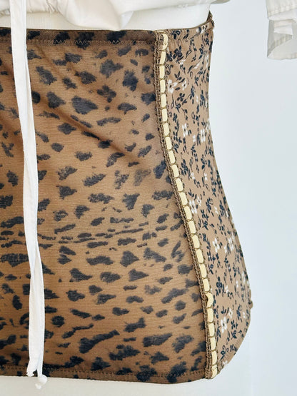 Corsetto sotto seno animalier , micromesh , leopardato a fiori , steccato