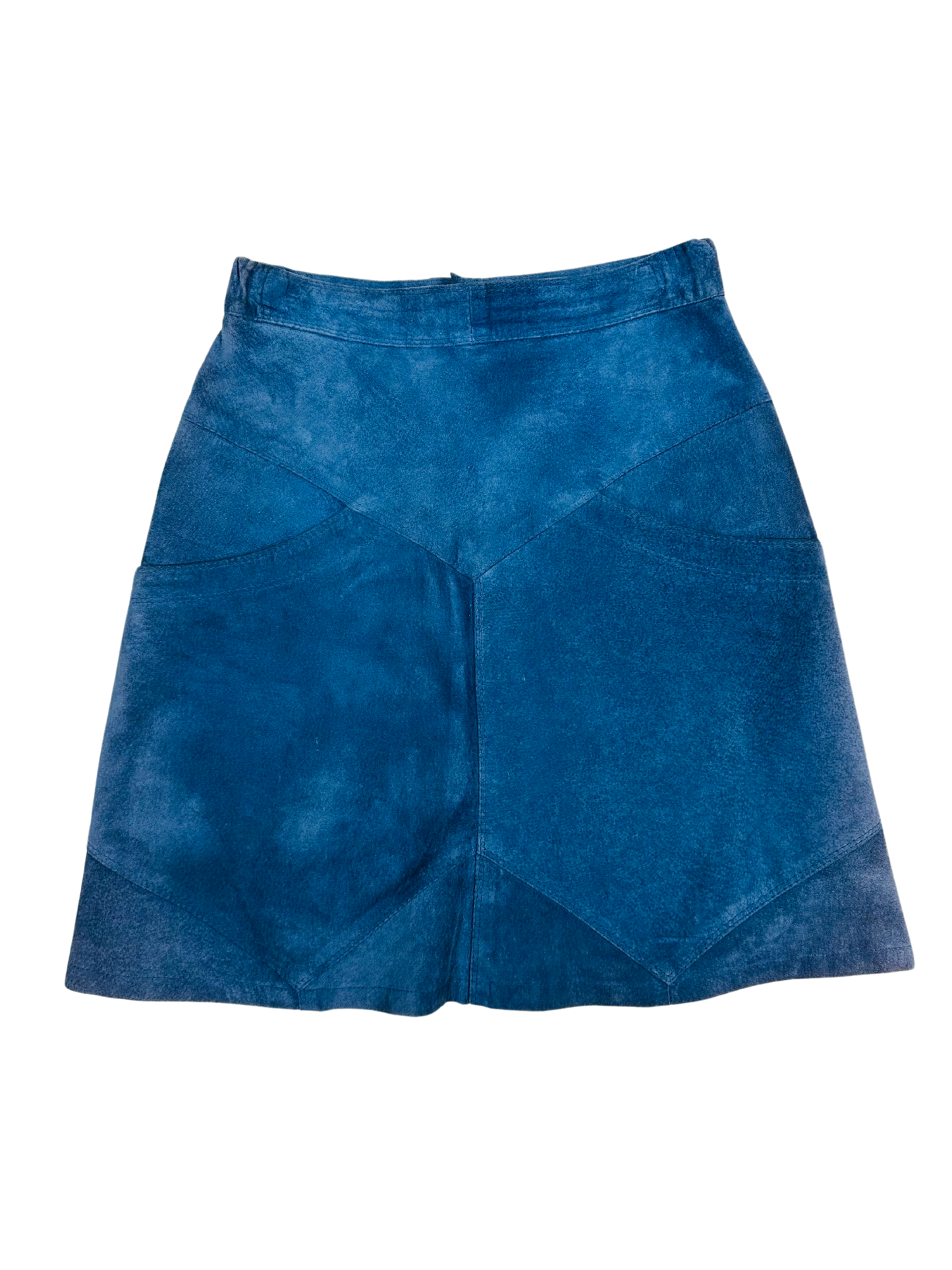 Gonna vintage in vera pelle scamosciata blu