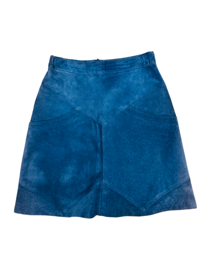 Gonna vintage in vera pelle scamosciata blu