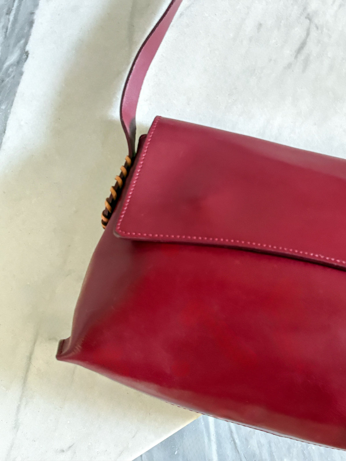 Vintage Burgundy Leather Shoulder Bag – Borsa a Spalla in Pelle Bordeaux Anni ’90