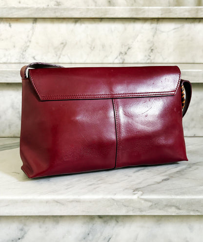 Vintage Burgundy Leather Shoulder Bag – Borsa a Spalla in Pelle Bordeaux Anni ’90