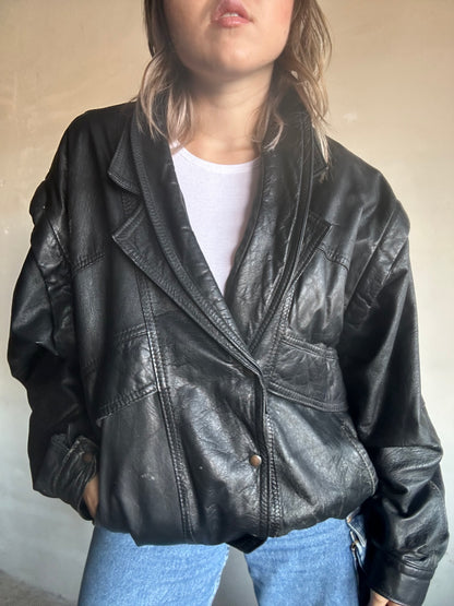 Giacca/gilet bomber in pelle nero