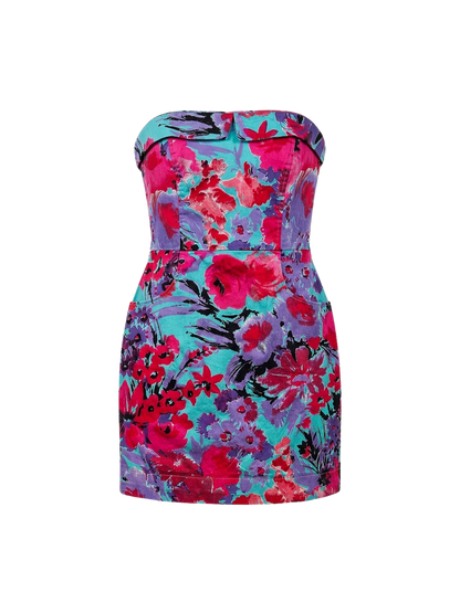 Abito mini floreale bustier anni ’90 / Y2K