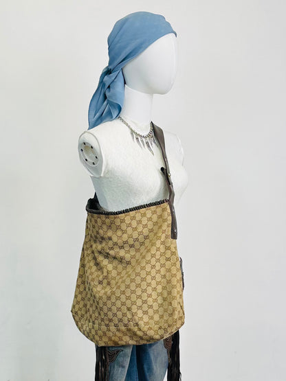 GUCCI - Shopper in Tela GG Monogram con Tracolla in Pelle