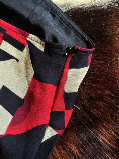 Gonna vintage Pura Seta con fantasia geometrica – Made in Italy