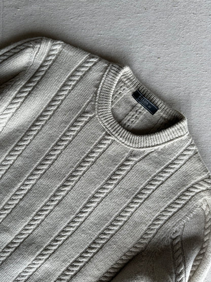 PRADA - Pullover tortora con trecce pura lana vergine