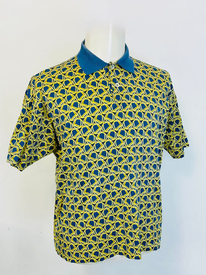 GUCCI- Polo shirt vintage blue and gold stirrups
