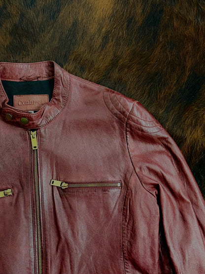 Giacca in vera pelle d’agnello Conbipel – Bordeaux biker jacket