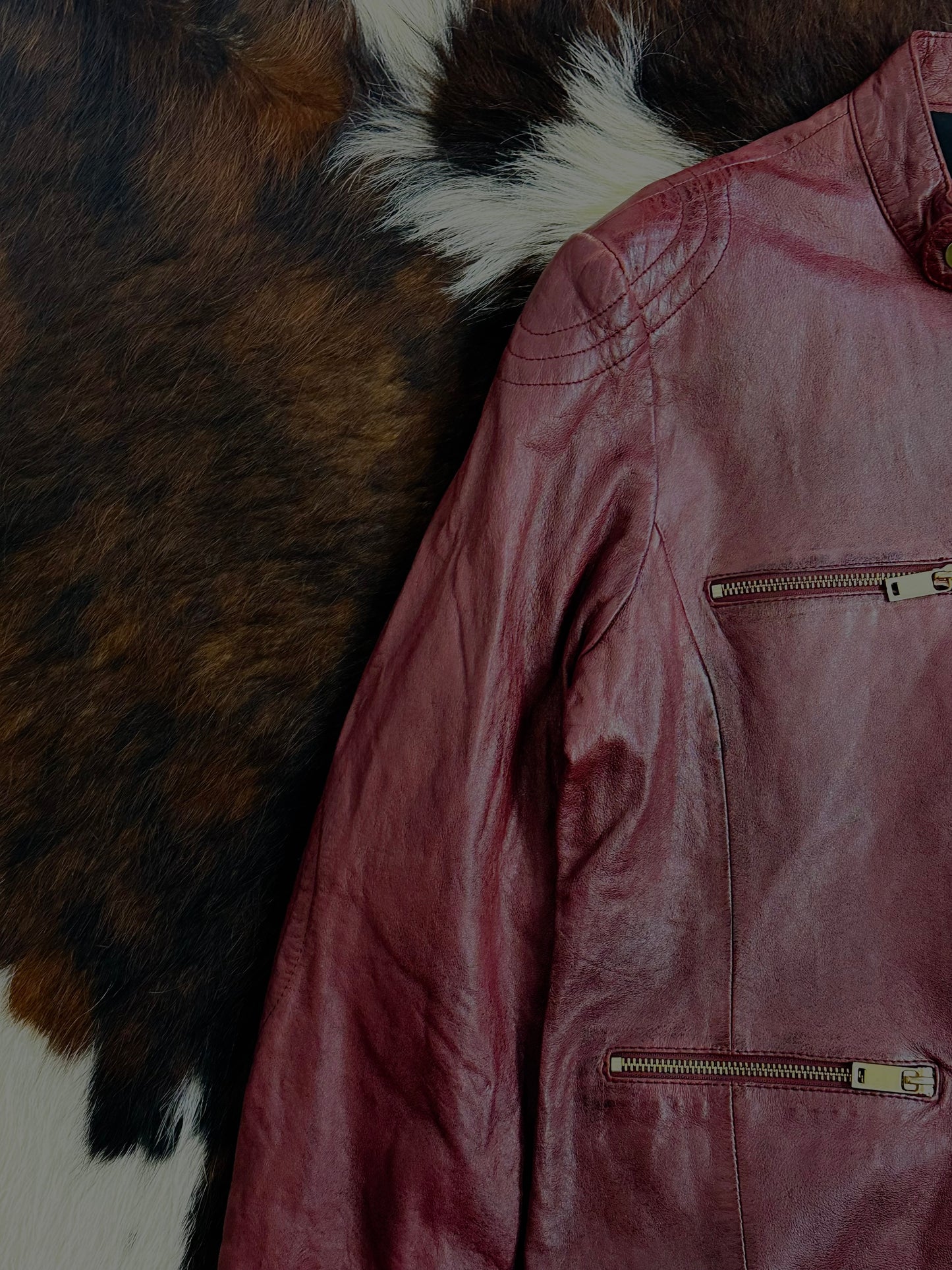 Giacca in vera pelle d’agnello Conbipel – Bordeaux biker jacket