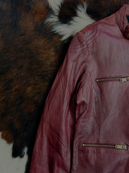 Giacca in vera pelle d’agnello Conbipel – Bordeaux biker jacket