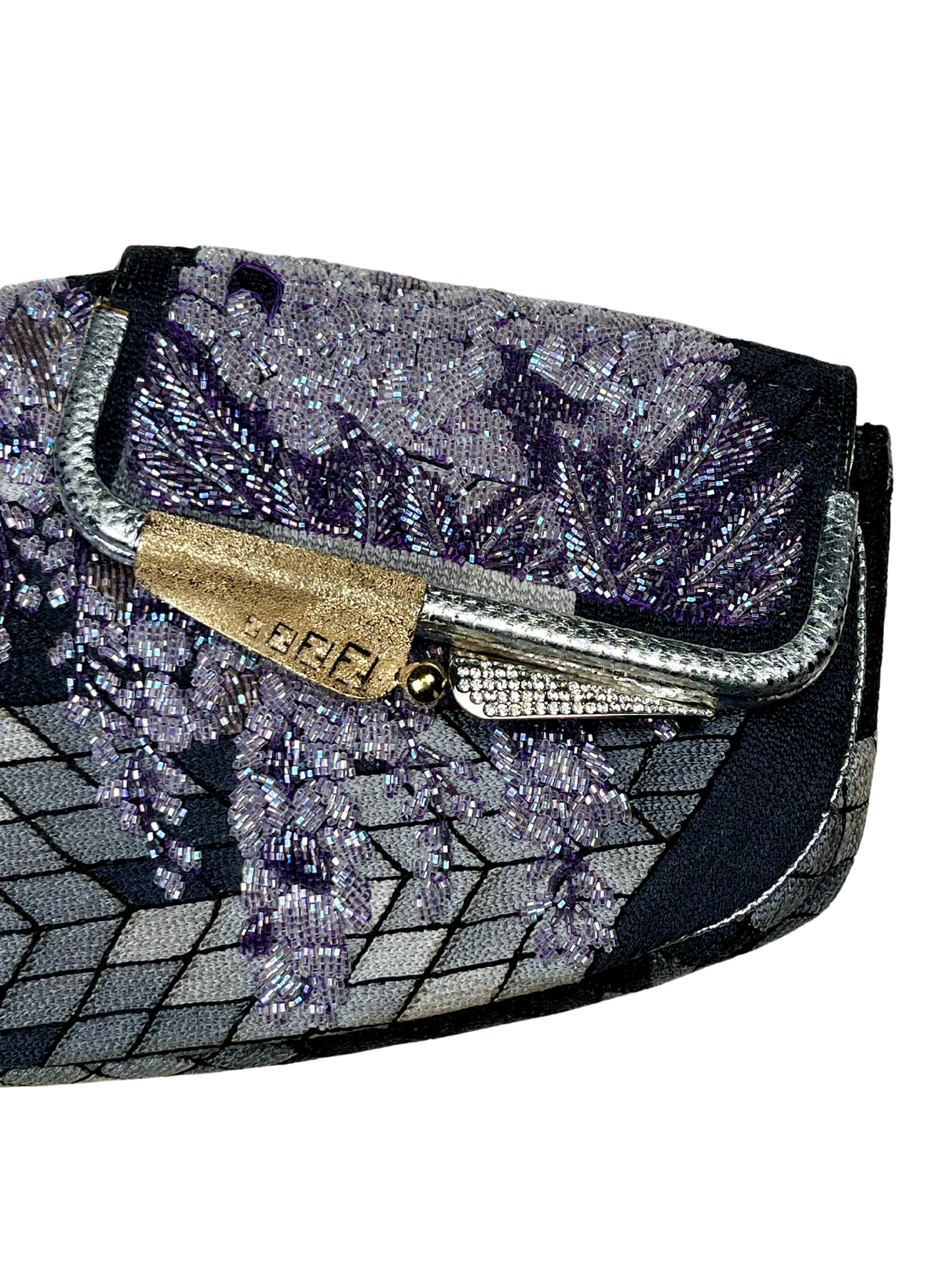 FENDI - Pochette Vintage “Border Line Embroidery +Kari” – Nuova con Etichetta