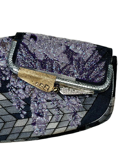 FENDI - Pochette Vintage “Border Line Embroidery +Kari” – Nuova con Etichetta