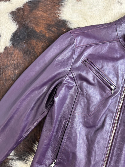 Giacca di pelle viola