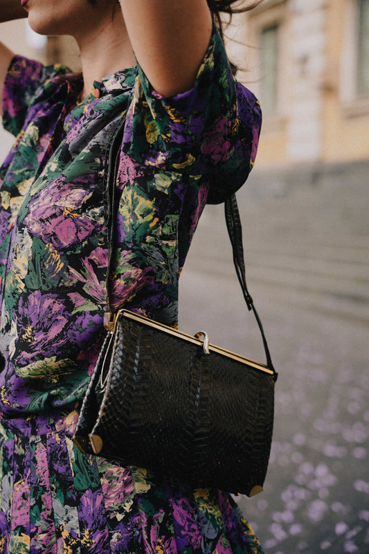 CLUTCH - 80s structured exotic leather bag