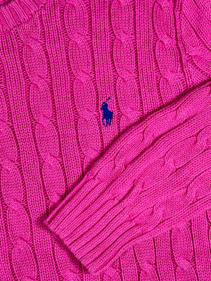 POLO RALPH LAUREN - Pullover pink flamingo con trecce