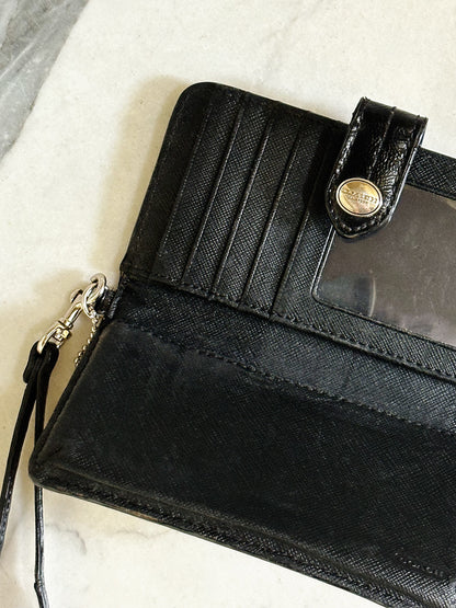 COACH - Signature Wallet Wristlet – Portafoglio Pochette da Polso Nero