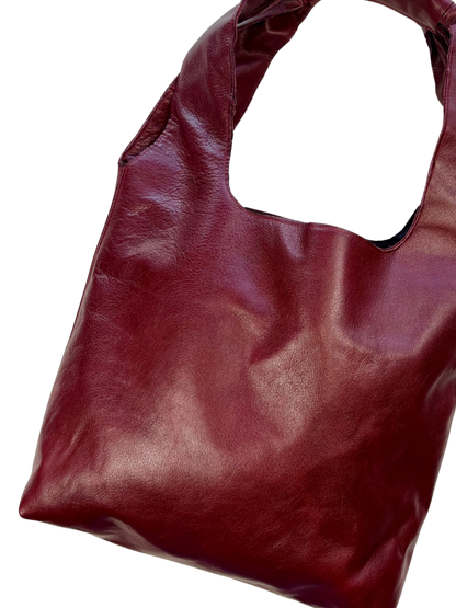 Borsa a spalla vera pelle Borgogna 🍒
