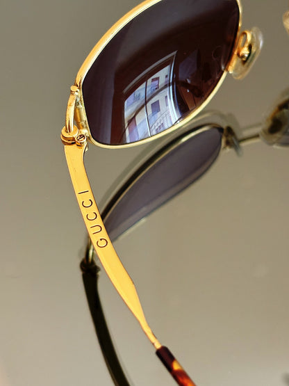 GUCCI - Occhiali da sole vintage GG 2800/S dorati con lenti marroni e dettagli tartarugati