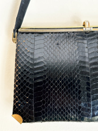 CLUTCH - 80s structured exotic leather bag