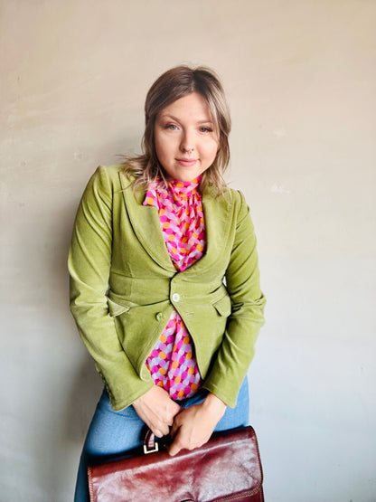 Giacca in cotone verde a costine