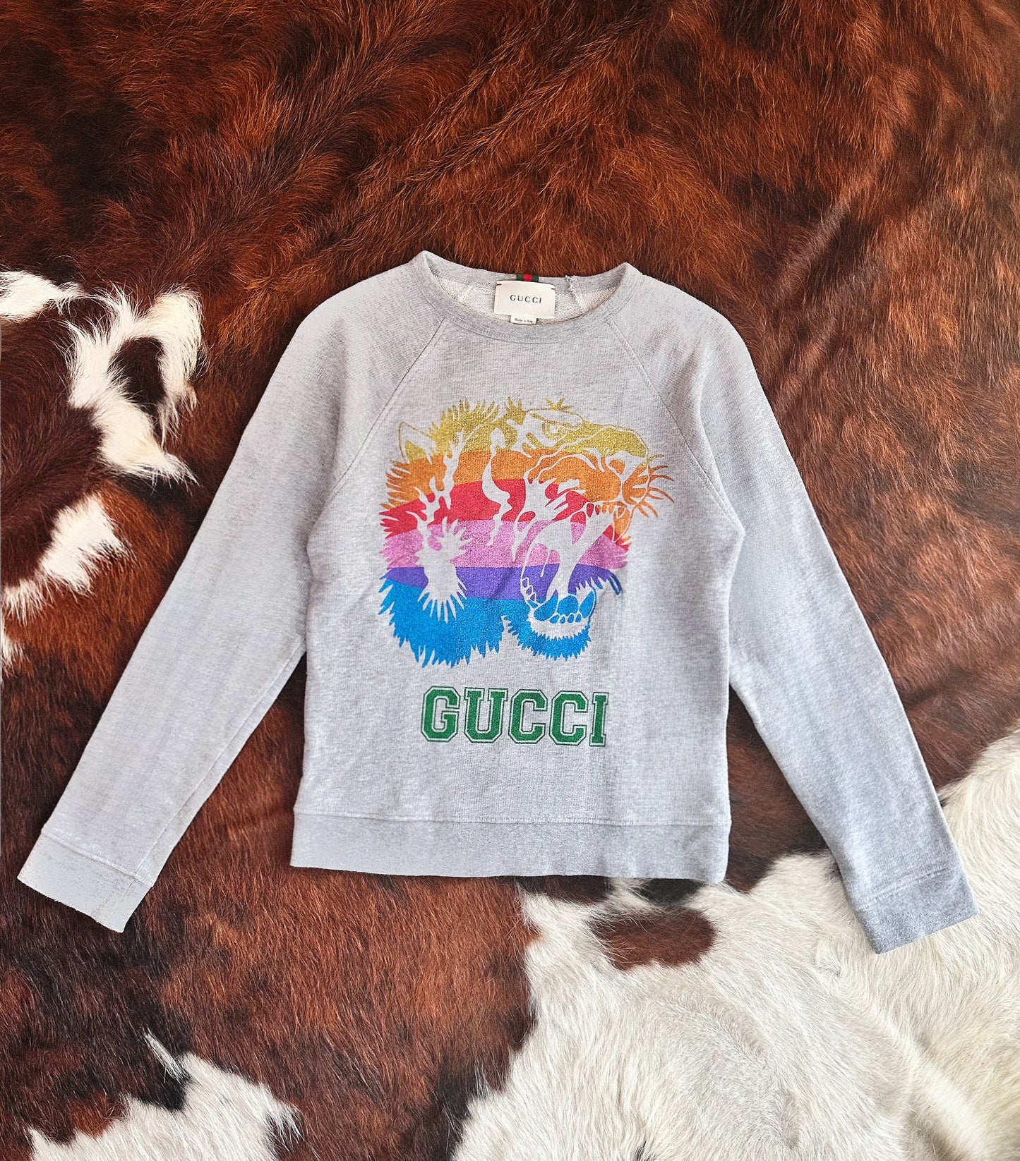 GUCCI - Felpa con stampa Tiger Rainbow - Alessandro Michele era