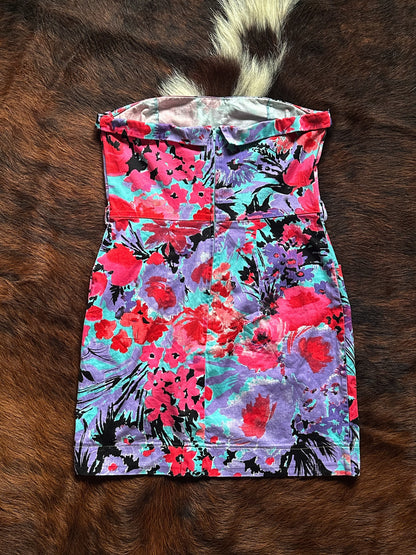 Abito mini floreale bustier anni ’90 / Y2K