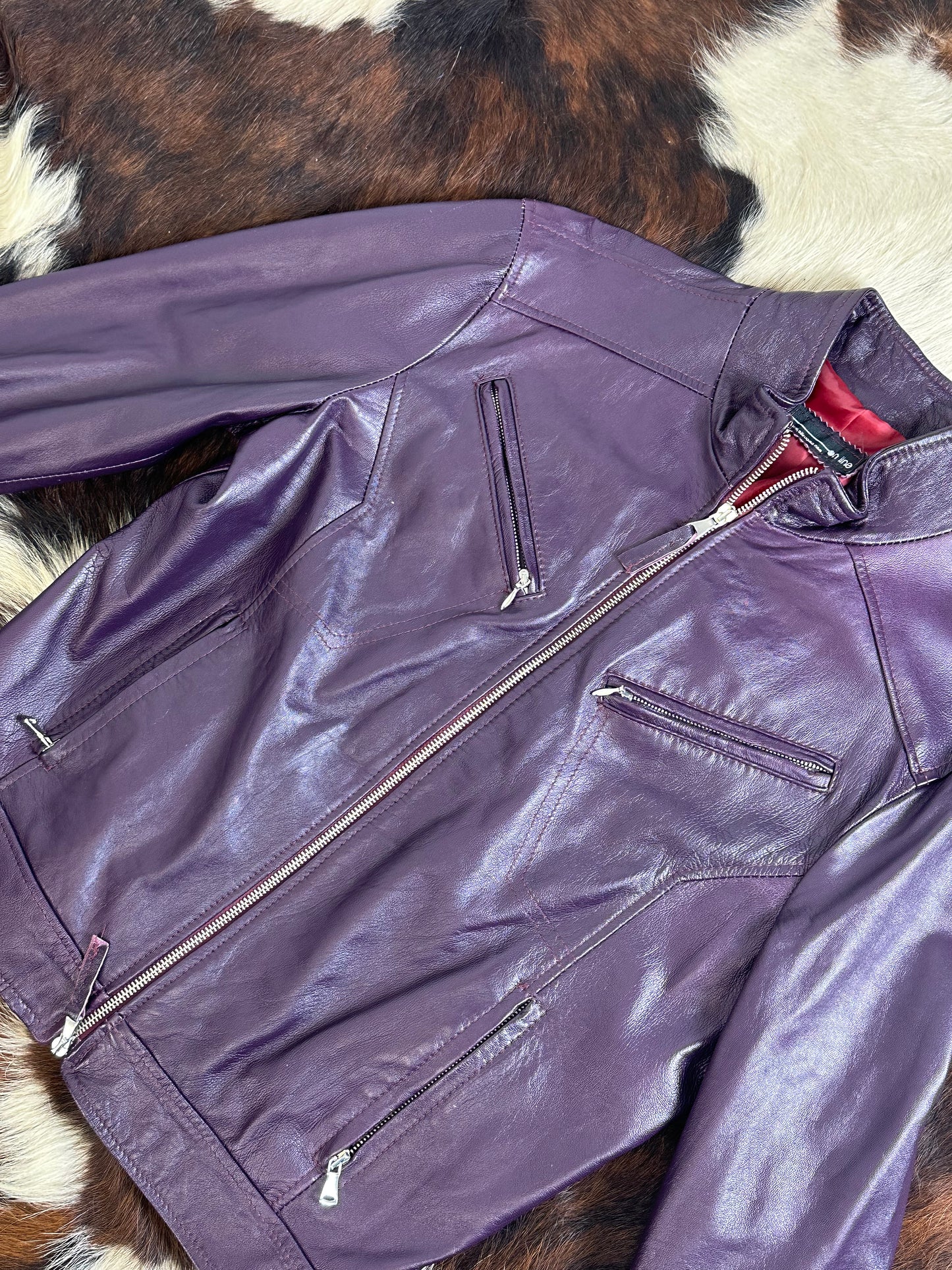 Giacca di pelle viola