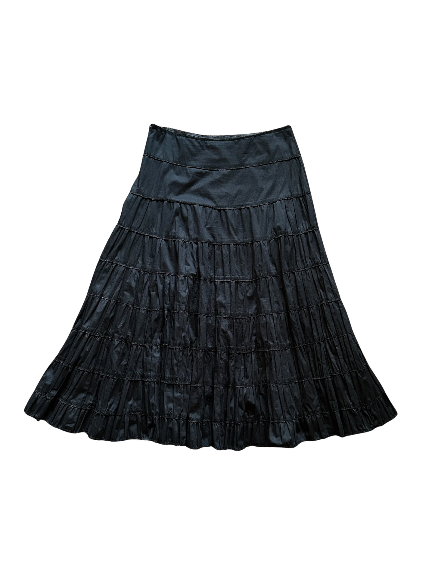 Gonna vintage nera Made in Italy con balze e pieghe – Eleganza senza tempo