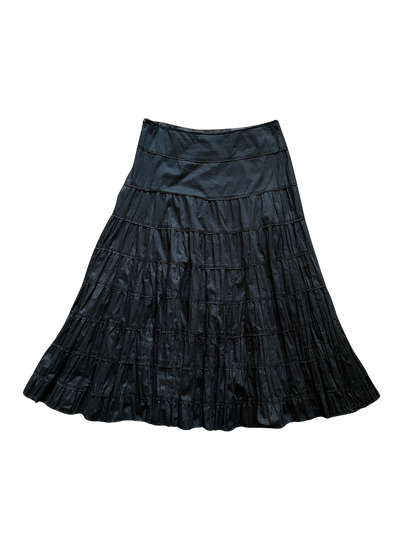 Gonna vintage nera Made in Italy con balze e pieghe – Eleganza senza tempo