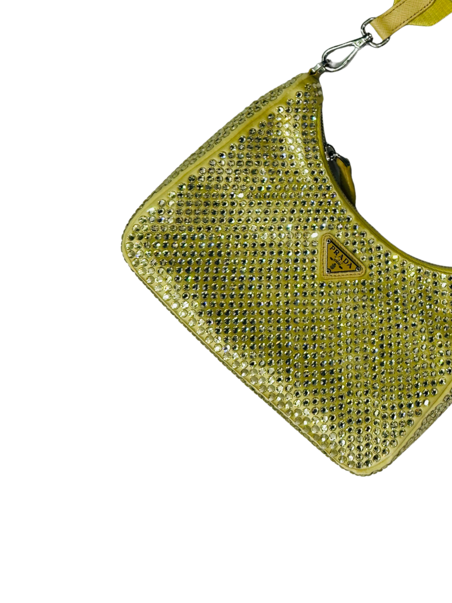 PRADA - Re-Edition 2005 Shoulder Bag – Satin Giallo con Cristalli