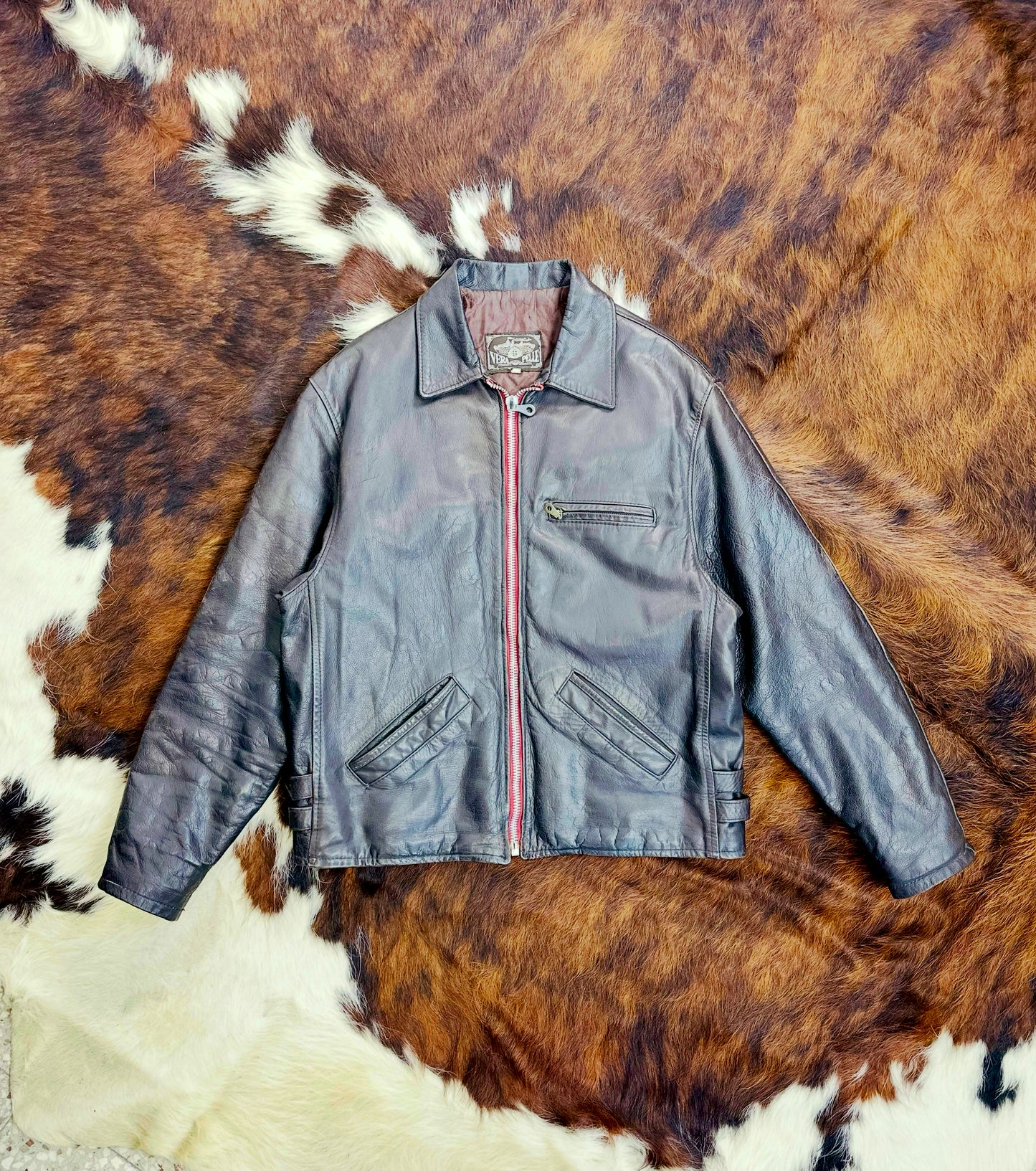 Giacca di Pelle Vintage Stile Biker - Anni ‘60/‘70