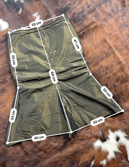 Gonna Vintage Midi Verde Oliva Cangiante con Arricciatura – Made in Italy
