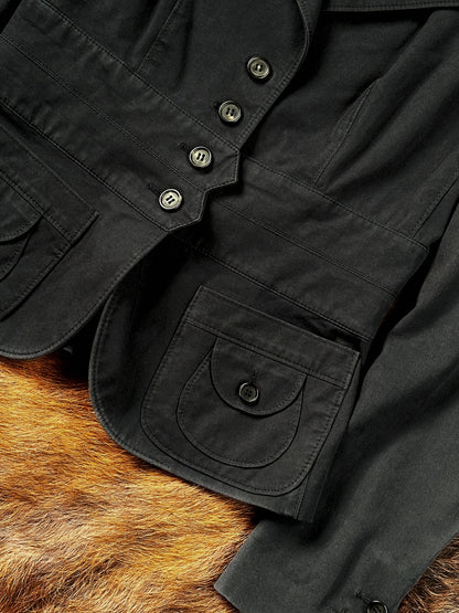 PRADA - Giacca Blazer Vintage Nera con Vita Strutturata