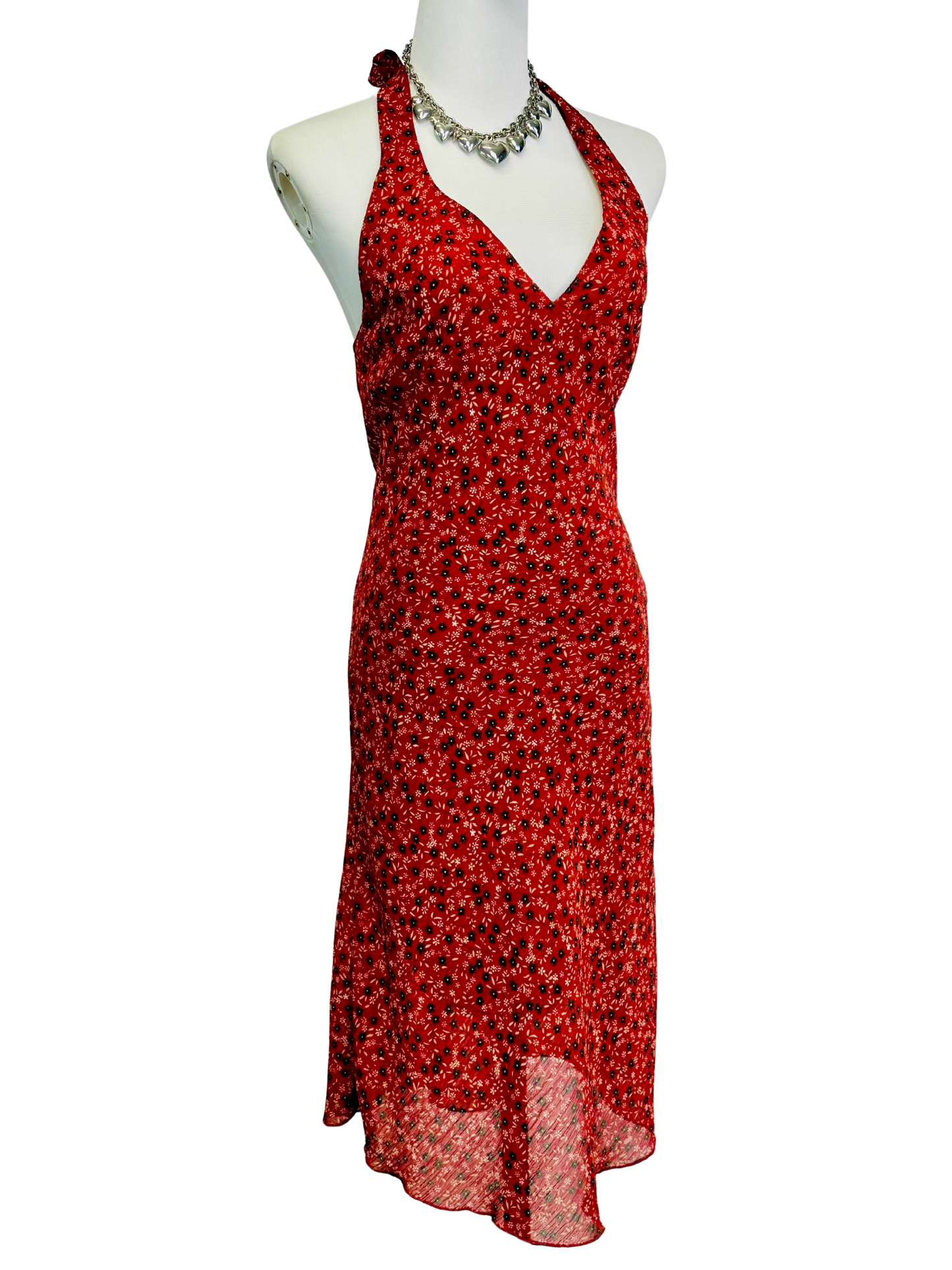 Y2k Long Dress , Vestito vintage a fiori con scollo all’americana
