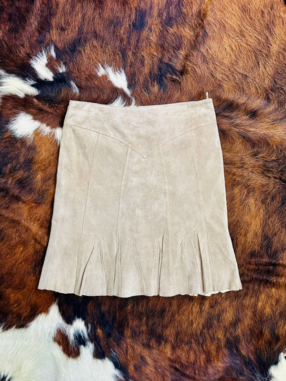 Gonna in pelle scamosciata beige
