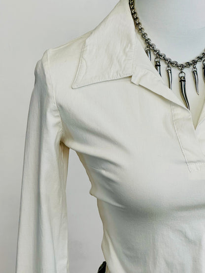Camicia vintage a maniche lunghe bianco latte