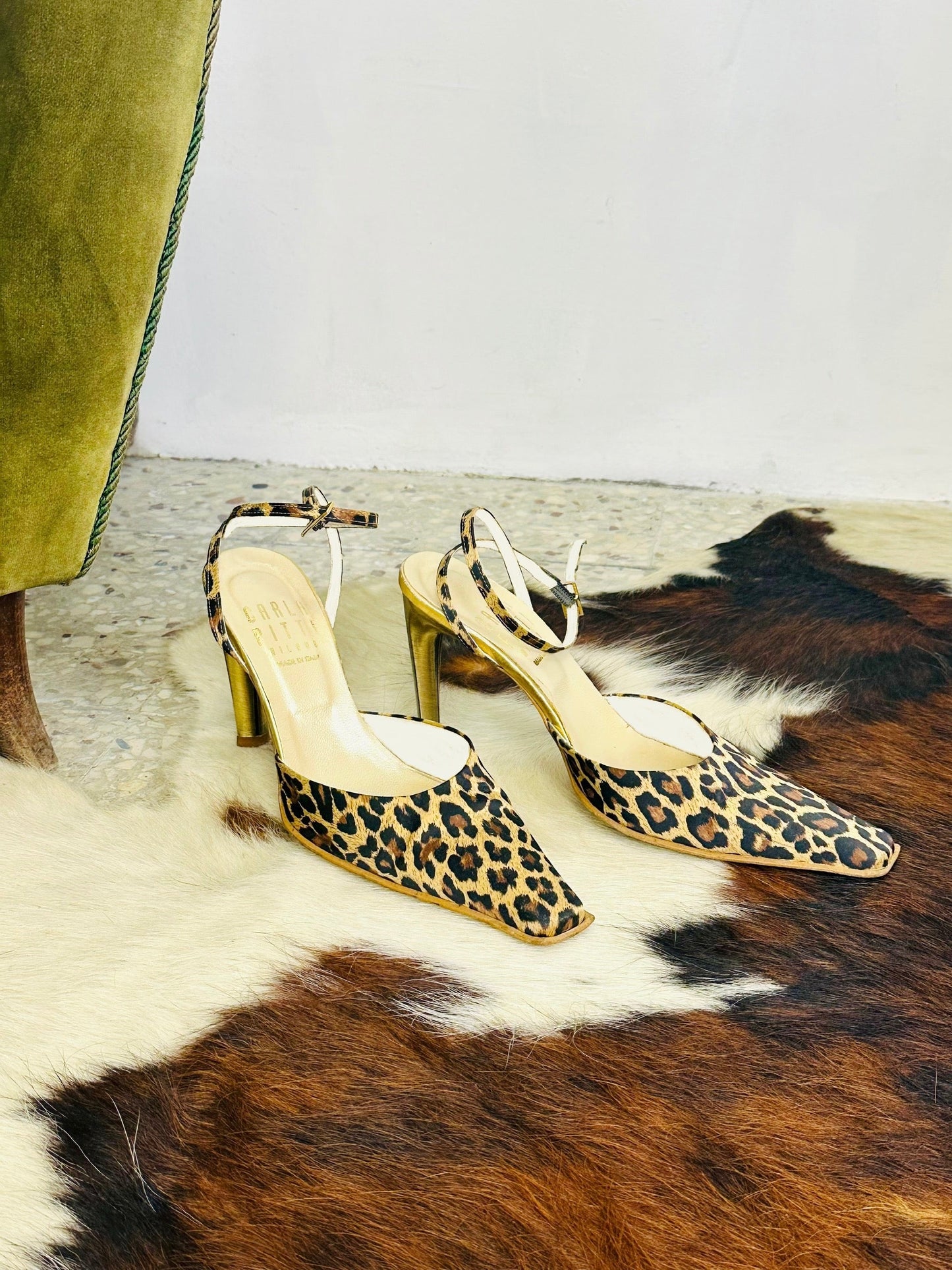 Décolleté vintage Carla Pitti Milano leopardate con tacco oro – Made in Italy | Taglia 37