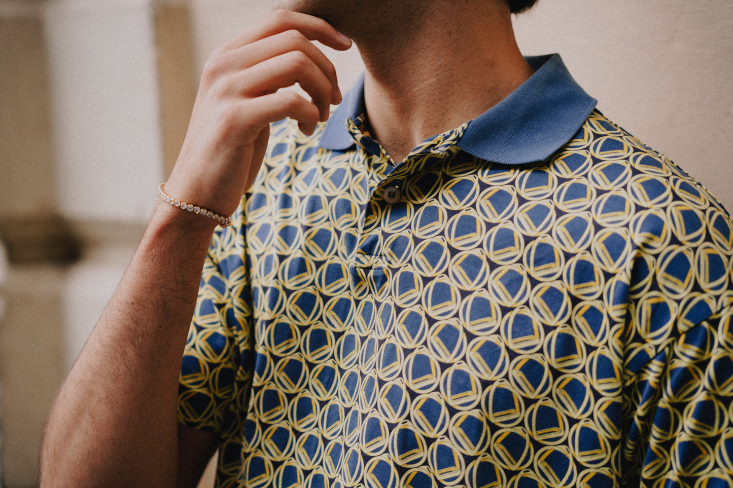GUCCI - Polo Shirt Vintage ‘80 Blue and Gold Stirrups