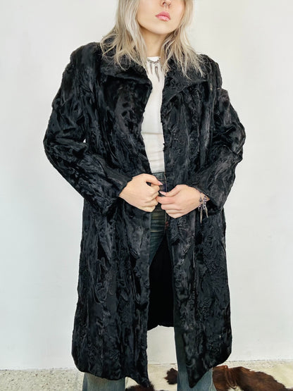 Cappotto Vintage in Astrakan Nero