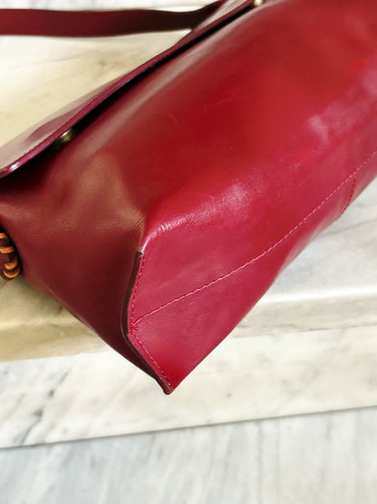 Vintage Burgundy Leather Shoulder Bag – Borsa a Spalla in Pelle Bordeaux Anni ’90