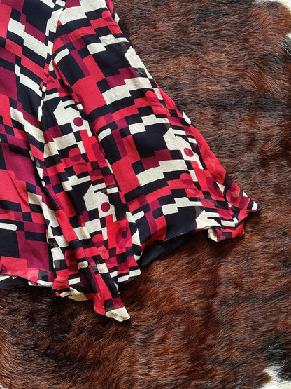 Gonna vintage Pura Seta con fantasia geometrica – Made in Italy