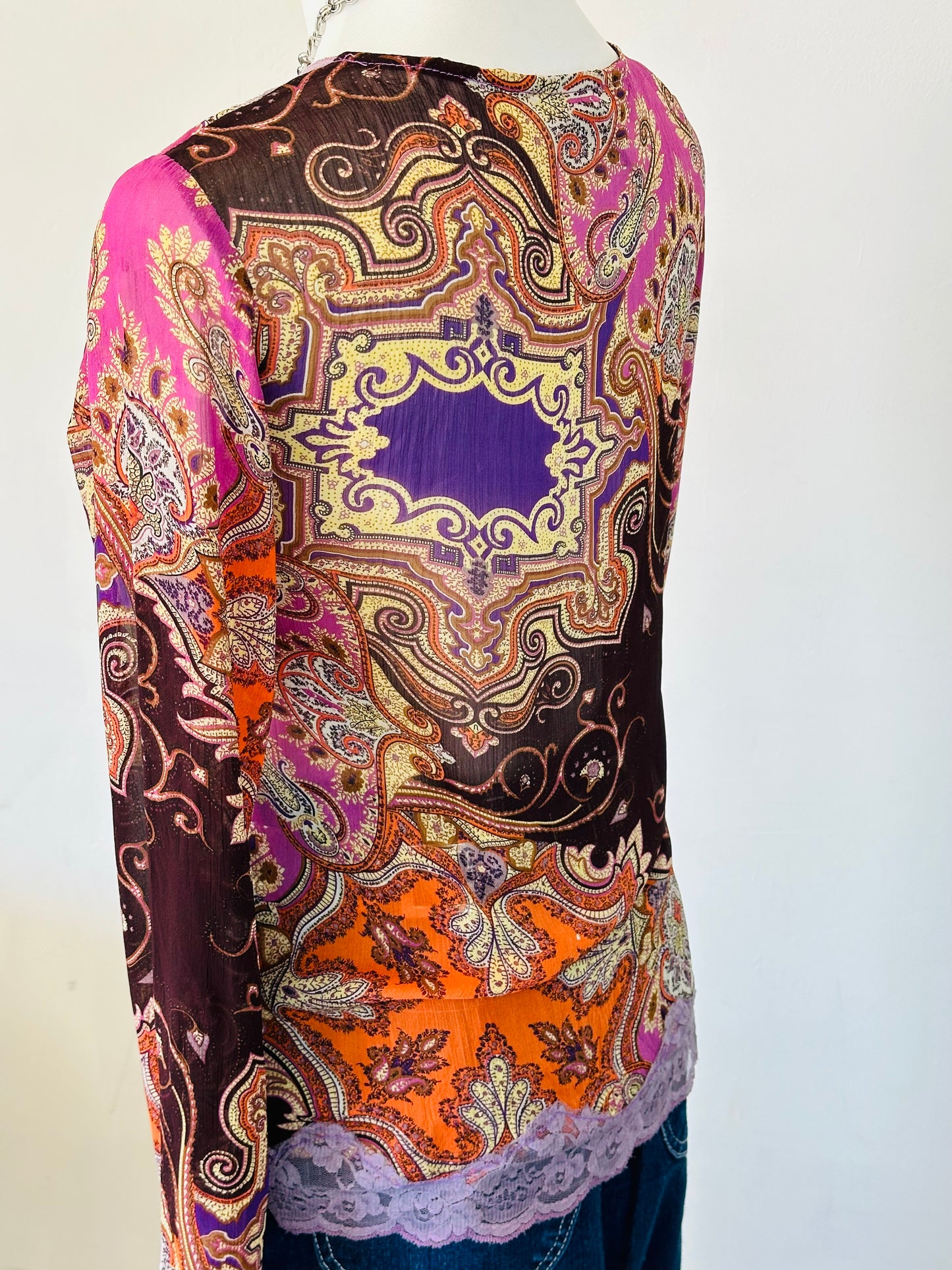 Top Paisley in Voile con Pizzo Lilla – Anni 2000 Vibes