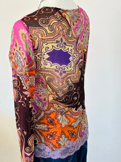 Top Paisley in Voile con Pizzo Lilla – Anni 2000 Vibes